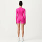 Long Sleeve Fitted Active Romper with Front Half Zip and Stretch One-Piece Design