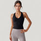 V-Neck Cropped Activewear Tank with T-Strap Back and Stretch Fabric
