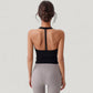 V-Neck Cropped Activewear Tank with T-Strap Back and Stretch Fabric