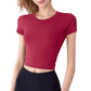 Short Sleeve Open Back Crop Top with Twist Detail and Fitted Silhouette