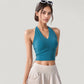 Halter Neck Fitted Crop Top with Soft Stretch Fabric and Contoured Waist