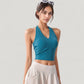 Halter Neck Fitted Crop Top with Soft Stretch Fabric and Contoured Waist
