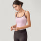 Square Neck Fitted Crop Tank Top with Contrast Trim and Soft Stretch Fabric