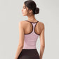 Square Neck Fitted Crop Tank Top with Contrast Trim and Soft Stretch Fabric