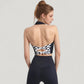 Halter Neck Athletic Crop Top with Cross Back Detail and Stretch Fabric
