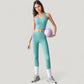 Halter Neck Athletic Crop Top with Cross Back Detail and Stretch Fabric