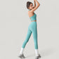 Halter Neck Athletic Crop Top with Cross Back Detail and Stretch Fabric