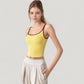 Square Neck Contrast Trim Cropped Active Tank Top