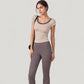 Scoop Neck Contrast Trim Fitted Short Sleeve Active Top