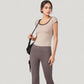 Scoop Neck Contrast Trim Fitted Short Sleeve Active Top