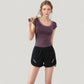 Scoop Neck Contrast Trim Fitted Short Sleeve Active Top