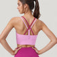 Scoop Neck Sports Bra with Double Strap Back and Soft Stretch Fabric