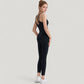 Strappy Back Longline Activewear Tank Top with Scoop Neckline and Built-In Bra Support