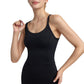 Strappy Back Longline Activewear Tank Top with Scoop Neckline and Built-In Bra Support