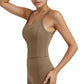 Strappy Back Longline Activewear Tank Top with Scoop Neckline and Built-In Bra Support