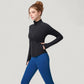 Full Zip Long Sleeve Active Jacket with Slim Fit and High Collar