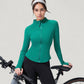 Full Zip Long Sleeve Active Jacket with Slim Fit and High Collar