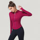 Full Zip Long Sleeve Hooded Active Jacket with Slim Fit and Thumbhole Cuffs