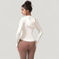 Full Zip Long Sleeve Hooded Active Jacket with Slim Fit and Thumbhole Cuffs