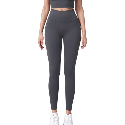 High Waist Full Length Leggings with Wide Waistband and Side Pocket