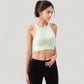 Ribbed High Neck Crop Top with Double Strap Detail
