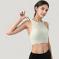 Ribbed High Neck Crop Top with Double Strap Detail