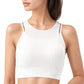 Ribbed High Neck Crop Top with Double Strap Detail