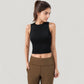 Ribbed High Neck Sleeveless Crop Top with Seam Detail