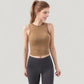 Ribbed High Neck Sleeveless Crop Top with Seam Detail