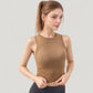 Ribbed High Neck Sleeveless Crop Top with Seam Detail