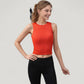 Ribbed High Neck Sleeveless Crop Top with Seam Detail