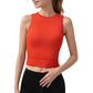 Ribbed High Neck Sleeveless Crop Top with Seam Detail