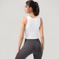 Ribbed High Neck Sleeveless Crop Top with Seam Detail