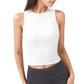 Ribbed High Neck Sleeveless Crop Top with Seam Detail