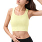 Ribbed Seamless Sports Bra with Scoop Neck and Wide Straps