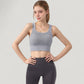 Ribbed Seamless Sports Bra with Scoop Neck and Wide Straps