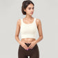 Ribbed Seamless Sports Bra with Scoop Neck and Wide Straps