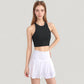 High Neck Racerback Athletic Top with Contoured Seam Details