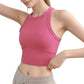 High Neck Racerback Athletic Top with Contoured Seam Details