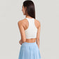 High Neck Racerback Athletic Top with Contoured Seam Details