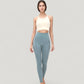 Double Strap Crew Neck Ribbed Crop Top with Fitted Hem