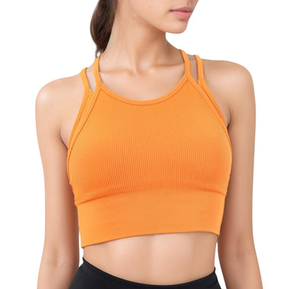 Double Strap Crew Neck Ribbed Crop Top with Fitted Hem