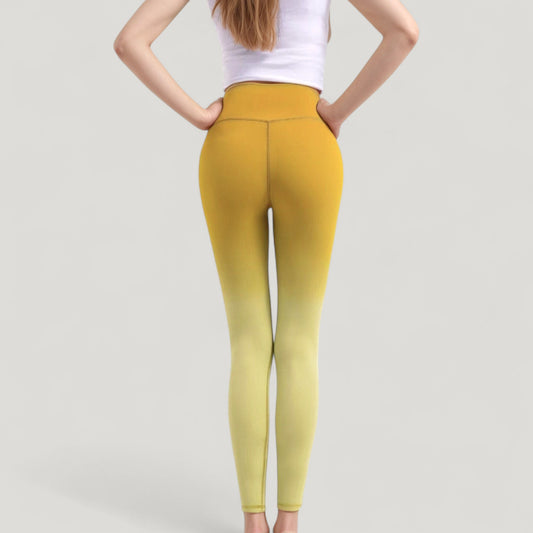 High Waist Ombre Gradient Seamless Leggings with Wide Waistband