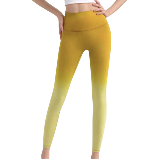 High Waist Ombre Gradient Seamless Leggings with Wide Waistband