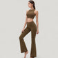 High Waist Flare Yoga Pants with Seam Detailing