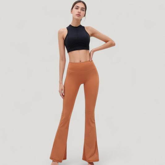 High Waist Flare Yoga Pants with Seam Detailing