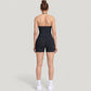 Seamless Active Set with Halter Neck Top and Fitted Shorts