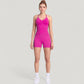 Seamless Active Set with Halter Neck Top and Fitted Shorts