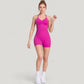 Seamless Active Set with Halter Neck Top and Fitted Shorts