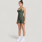 Seamless Active Set with Halter Neck Top and Fitted Shorts